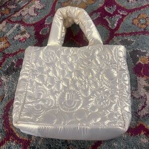Urban Outfitters Shiny Cream Quilted Tote
